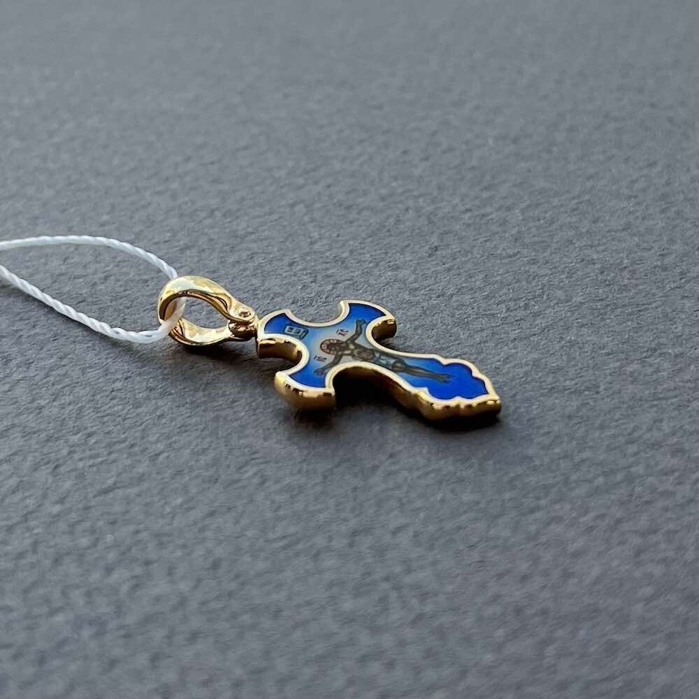 Купить Крест из желтого золота "Спаси и Сохрани" с эмалью (41541)