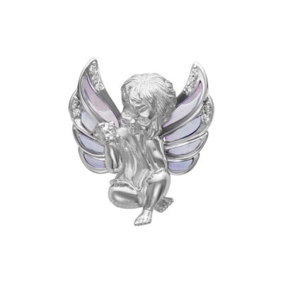 картинка Подвеска из белого золота "Ангелочек" с бриллиантами (51068) 