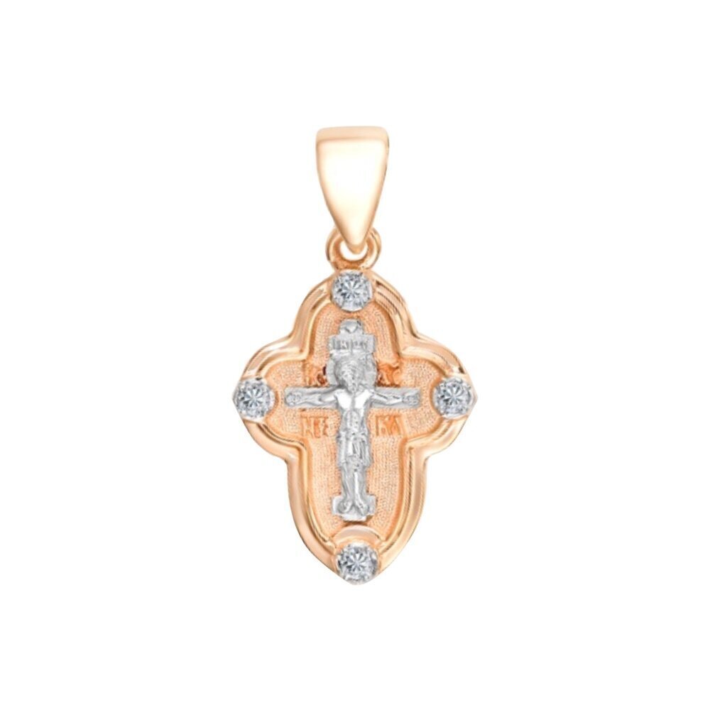 Купить Крест из красного золота "Страсти Христовы"с бриллиантами (41032)