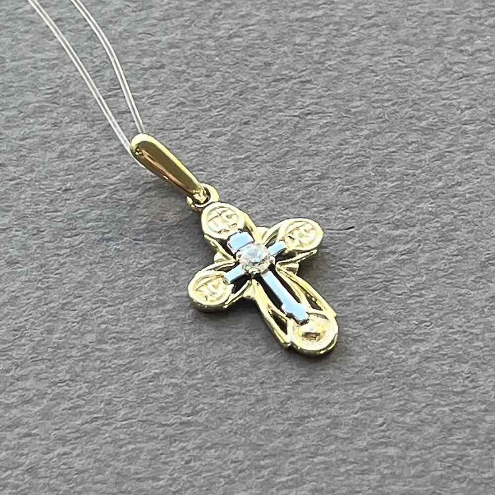 Купить Крест из желтого золота с бриллиантом (41531)