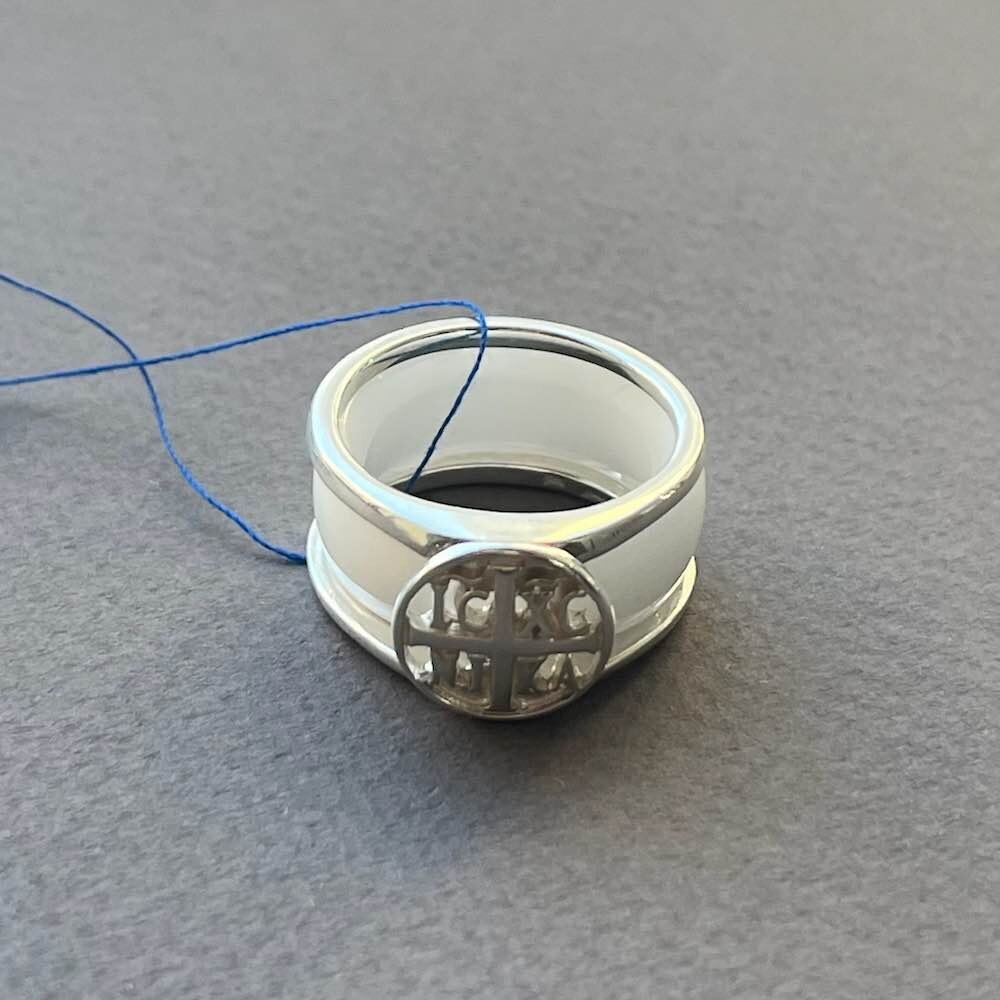 Купить Кольцо разборное из серебра "НИКА" вставка керамика (32379)