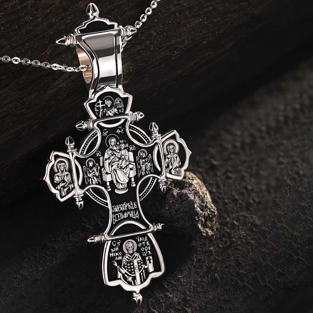 Купить Крест из серебра "Божия Матерь Всецарица" (42665)