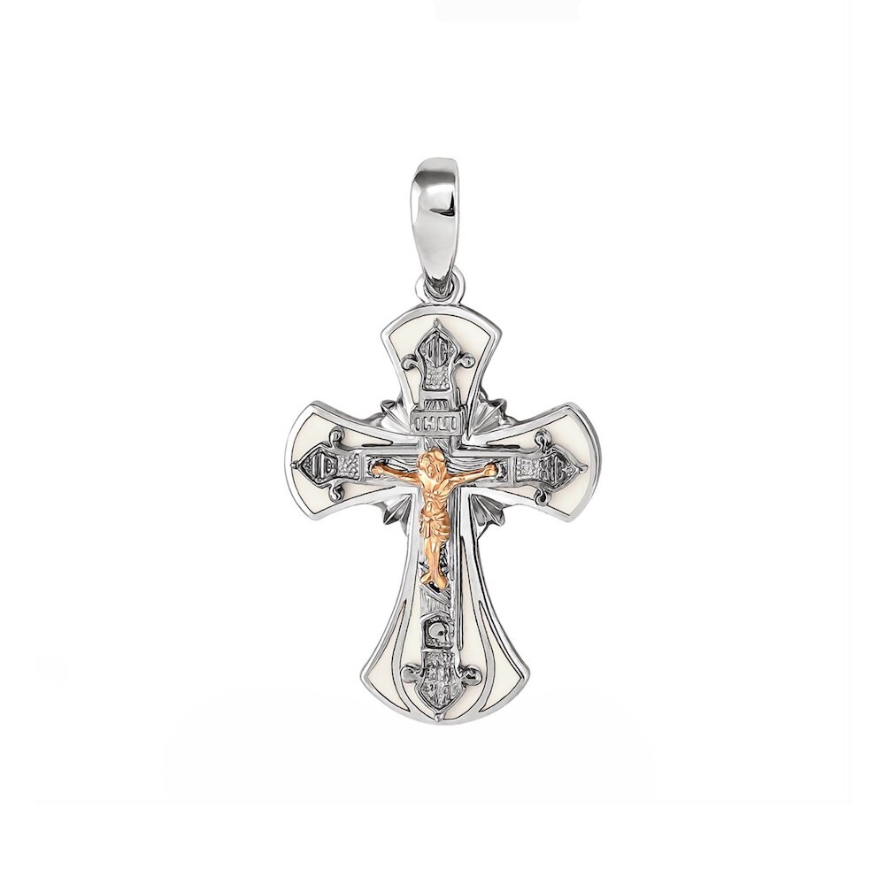 Купить Крест из серебра "Спаси и Сохрани" с эмалью (42770)