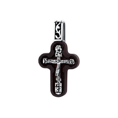 картинка Крест из дерева граб и серебра "Спаси и Сохрани" (42668) 