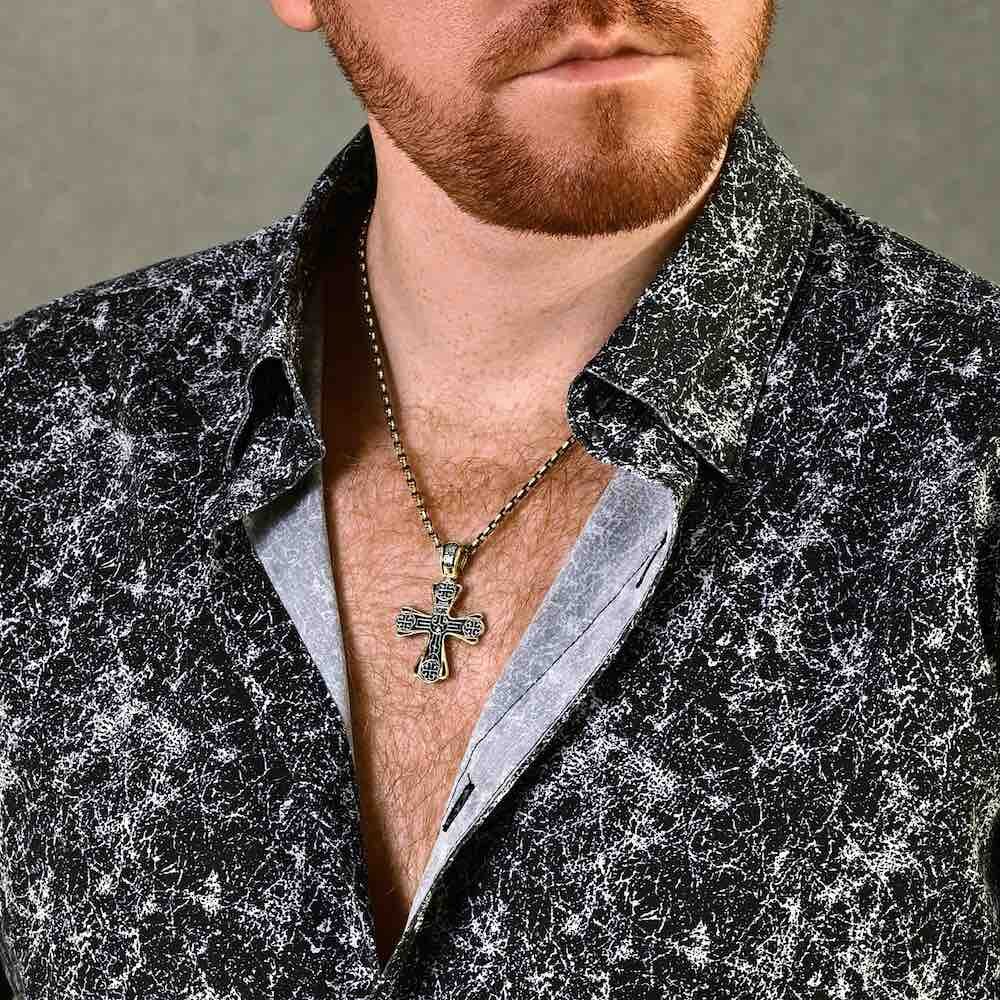 Купить Крест из серебра с узором (42761)