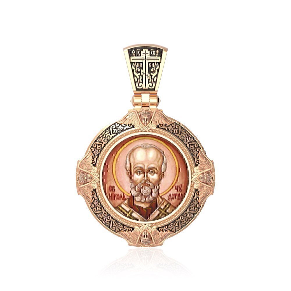 Купить Образ из красного золота "Святой Николай Чудотворец" (30585)