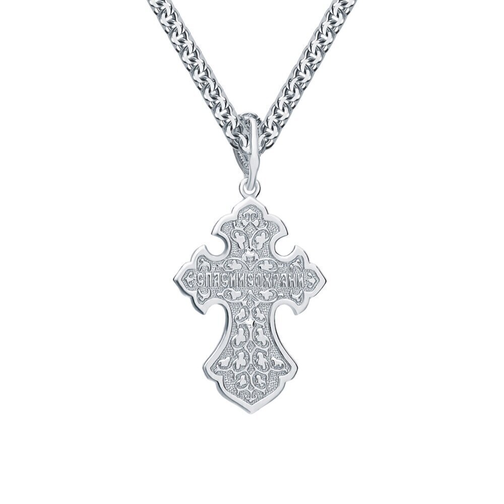 Купить Крест из серебра "Спаси и Сохрани" с фианитами (42574)