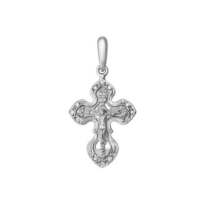 картинка Крест из белого золота "Спаси и Сохрани" с бриллиантами (41537) 