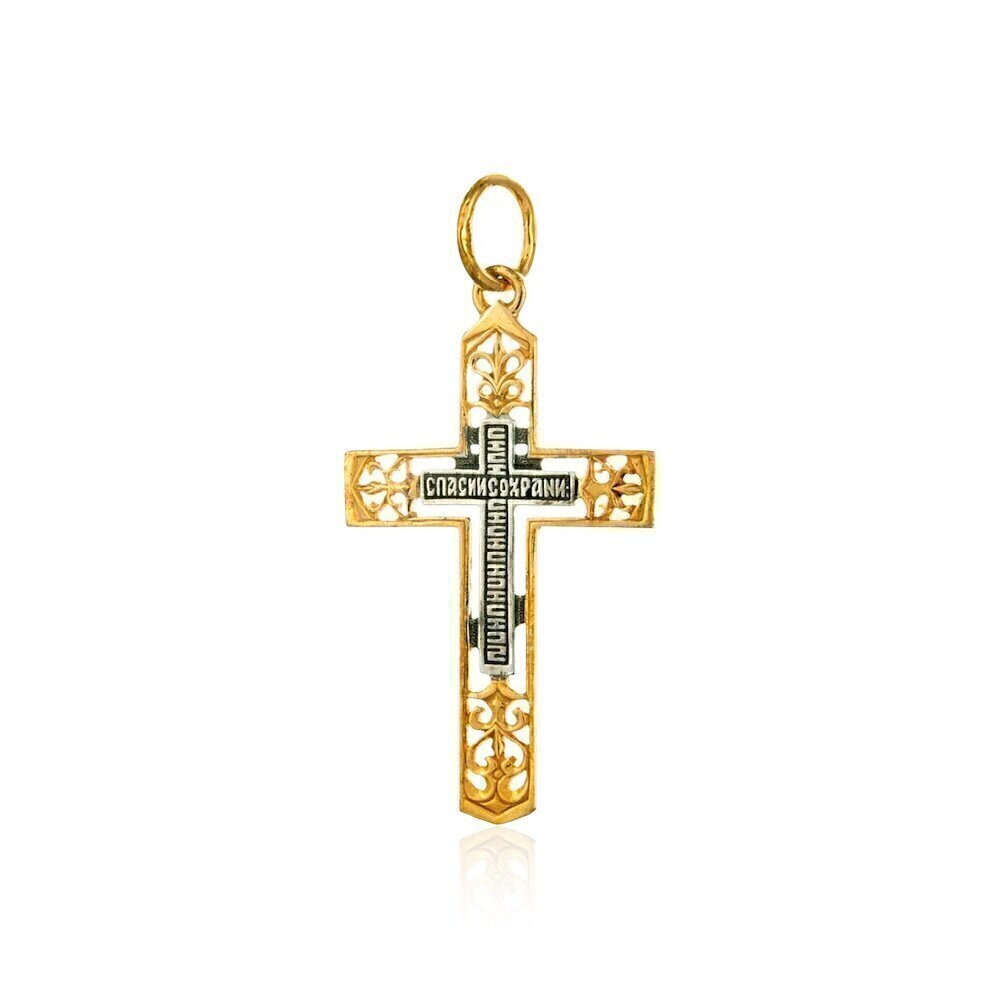 Купить Крест из серебра с позолотой "Спаси и Сохрани" (27133)