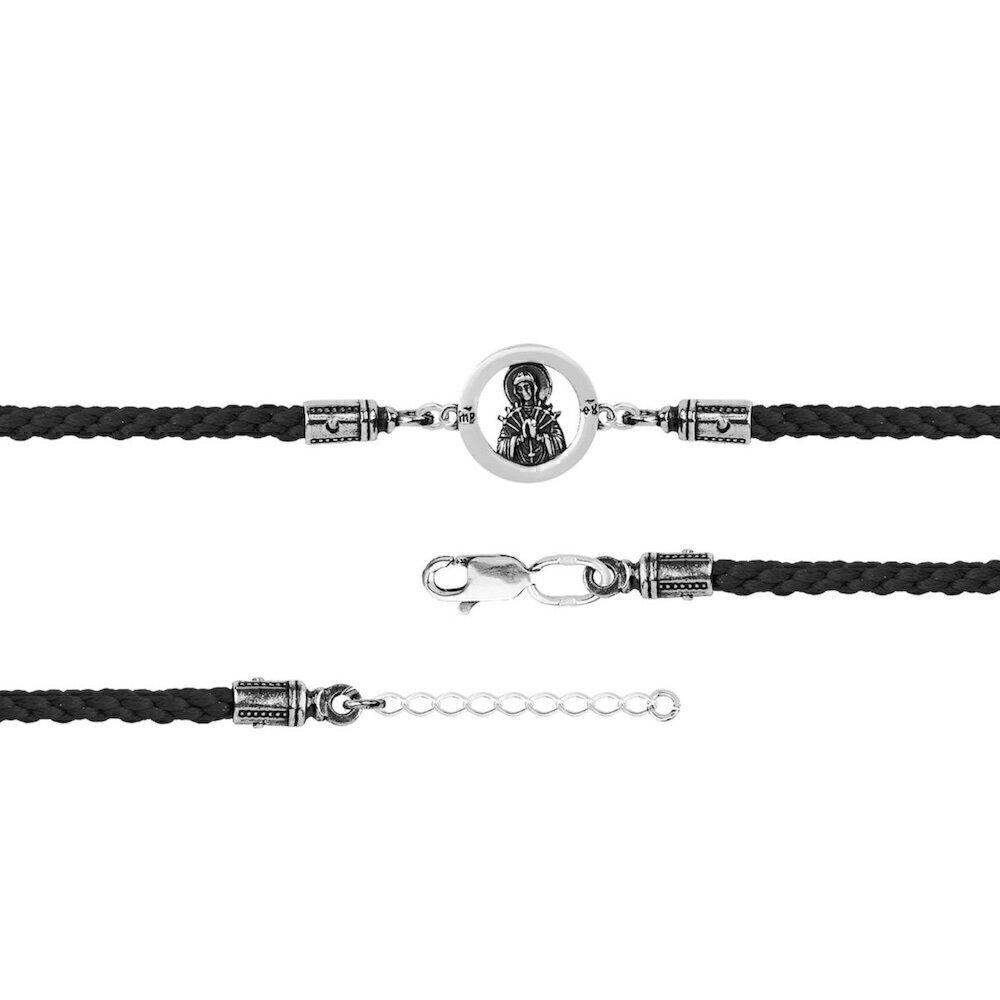 Купить Браслет из шнурка и серебра "Божия Матерь Семистрельная" (12273)