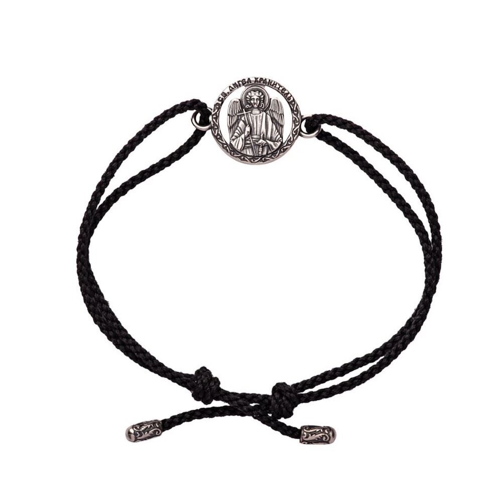 Купить Браслет из шнурка и серебра "Ангел Хранитель" (12266)