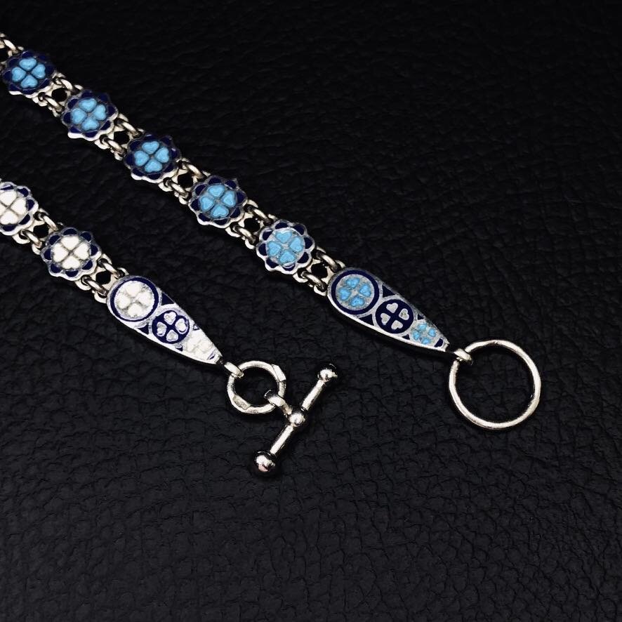 Купить Цепь из серебра с эмалью (92078)