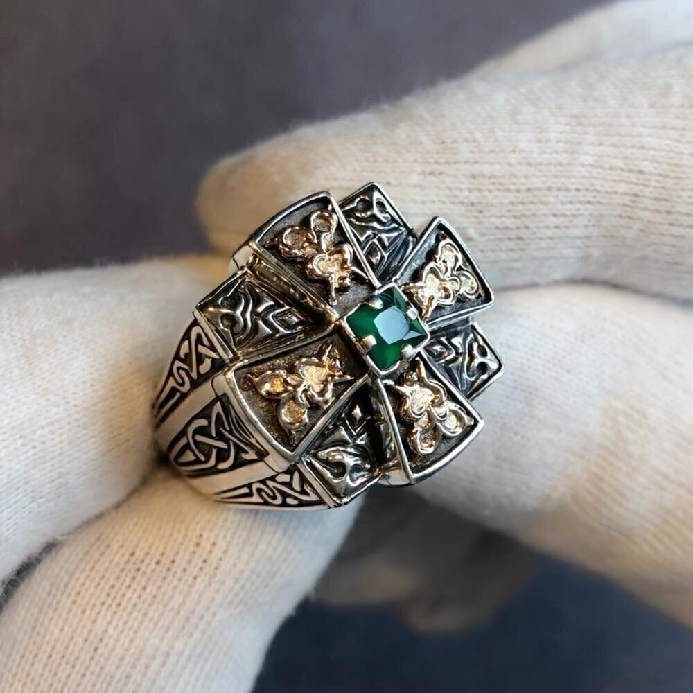 Купить Кольцо из серебра "Апостол" с агатом (32234)