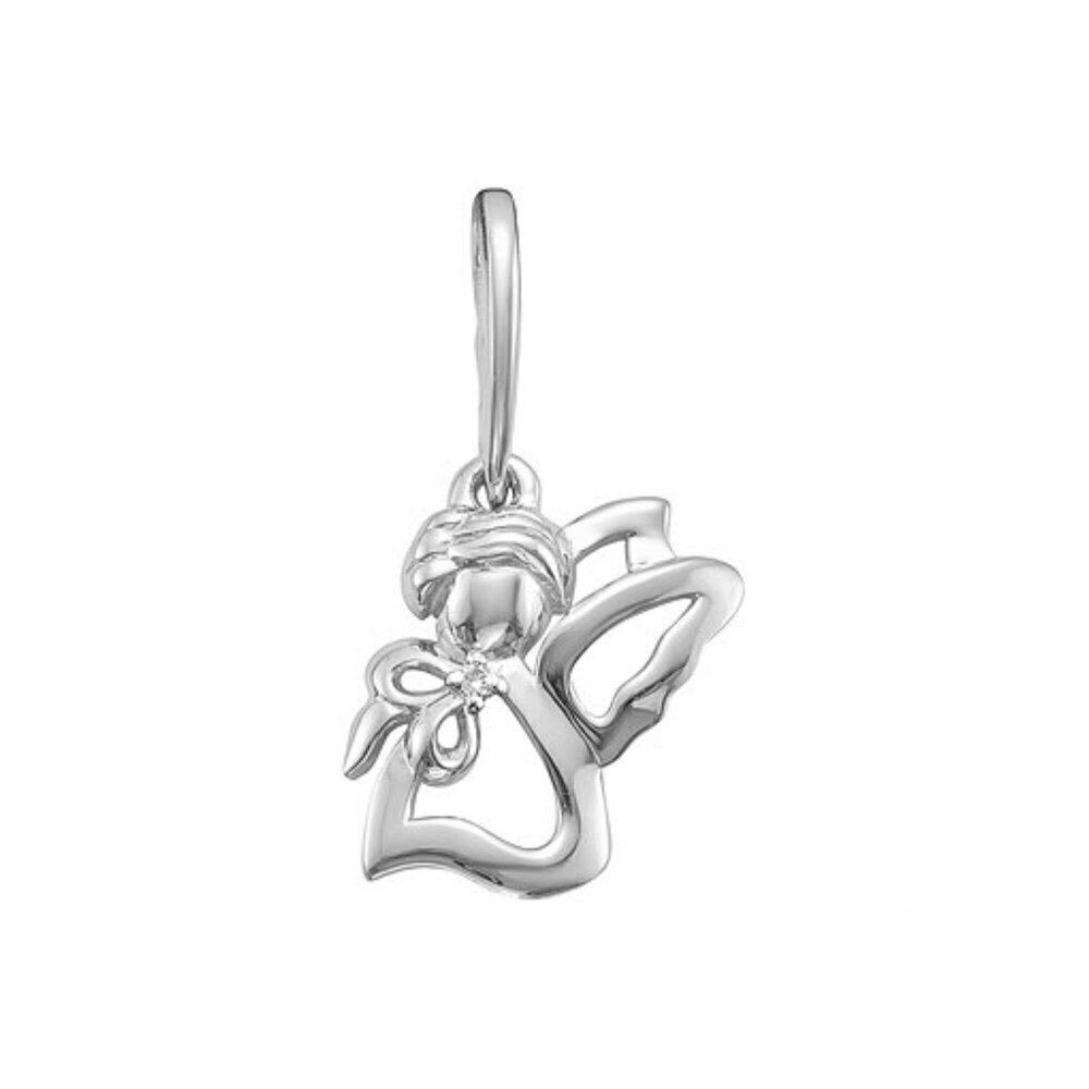 Купить Подвеска из белого золота "Ангелок" с бриллиантом (51077)