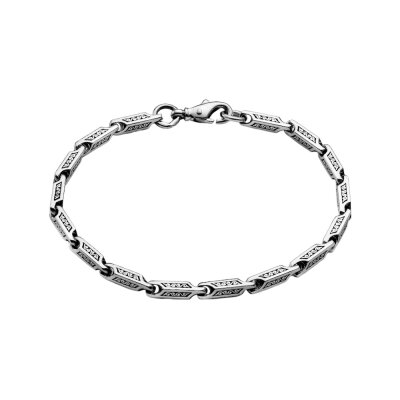 картинка Браслет литой из серебра с узорами на звенья (12224) 