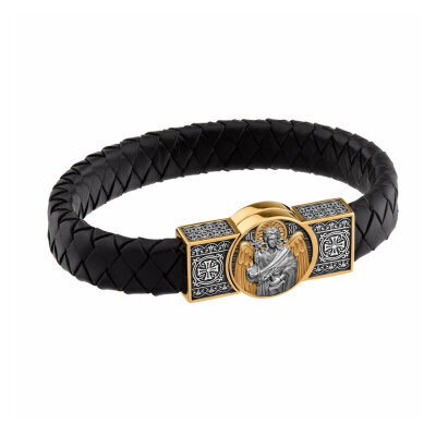 картинка Браслет из кожи и серебра "Ангел Хранитель" (12341) 