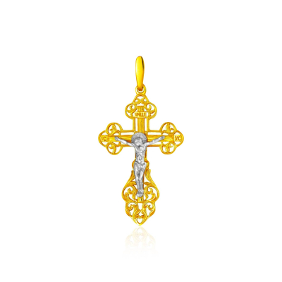 картинка Крест из желтого золота "Спаси и Сохрани" (41008) 