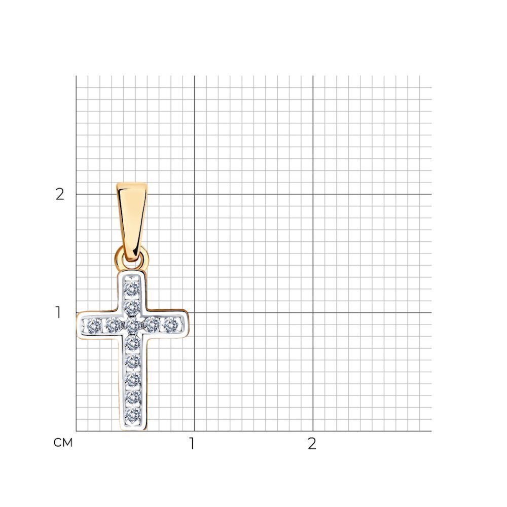Купить Крест из красного золота с фианитами (41559)