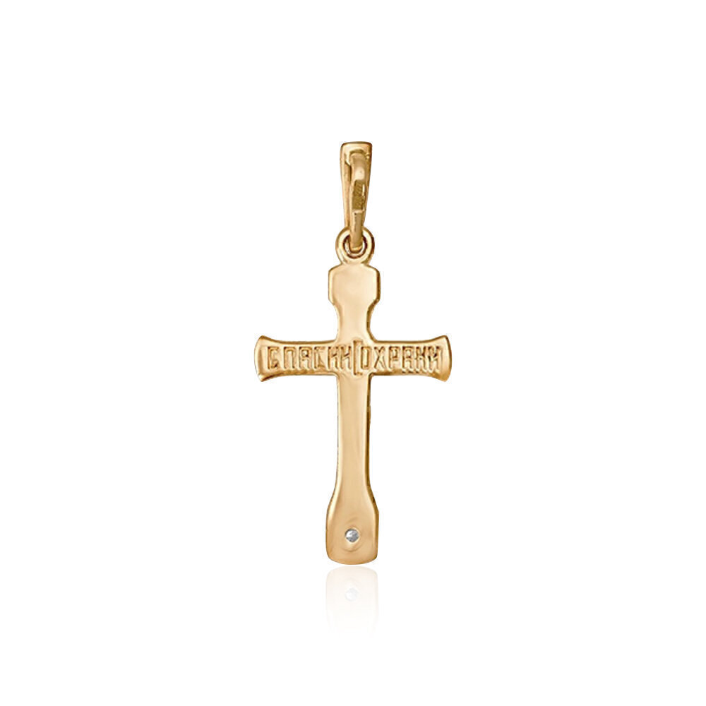 Купить Крест из красного золота с бриллиантом (20150)