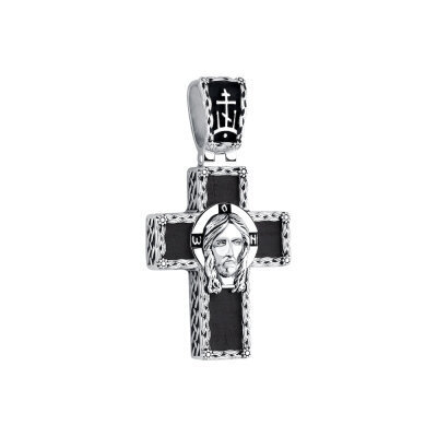 картинка Крест из дерева граб и серебра "Спаси и Сохрани" (42671) 