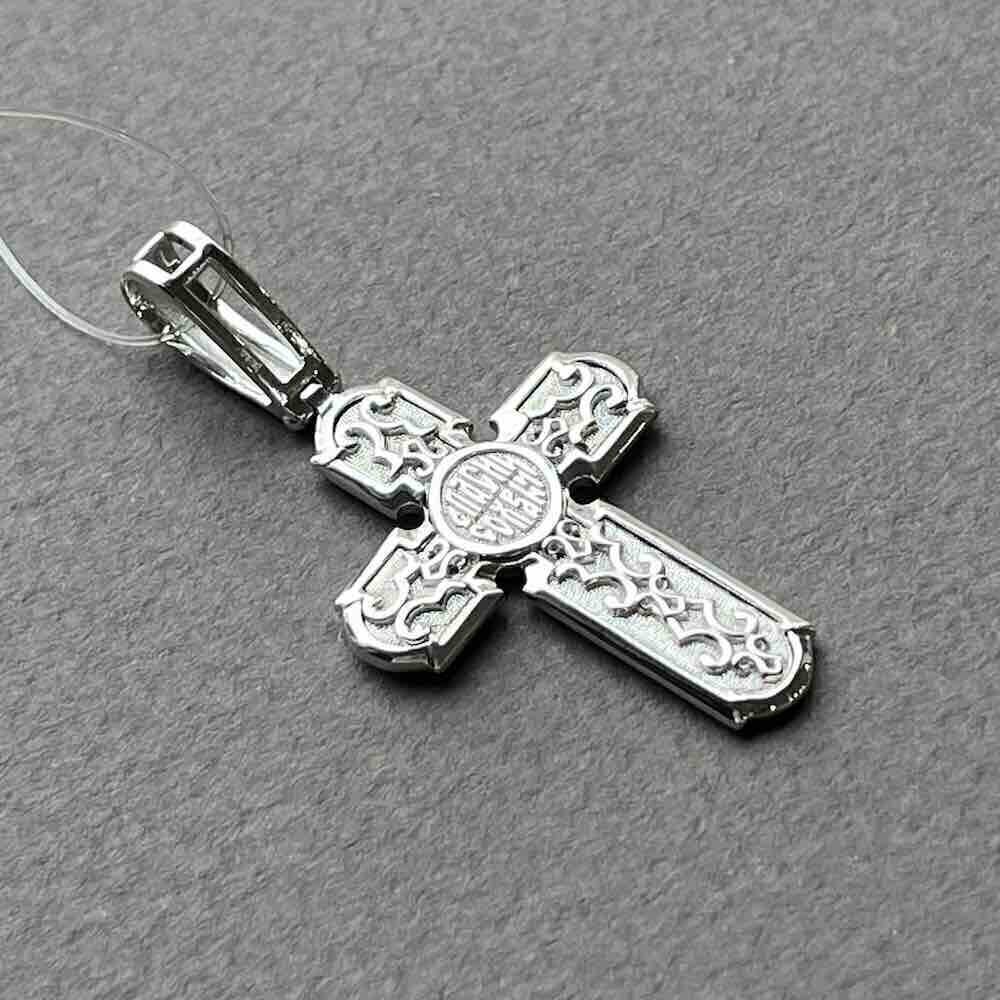 Купить Крест из белого золота "Спас Нерукотворный" с бриллиантами (41529)