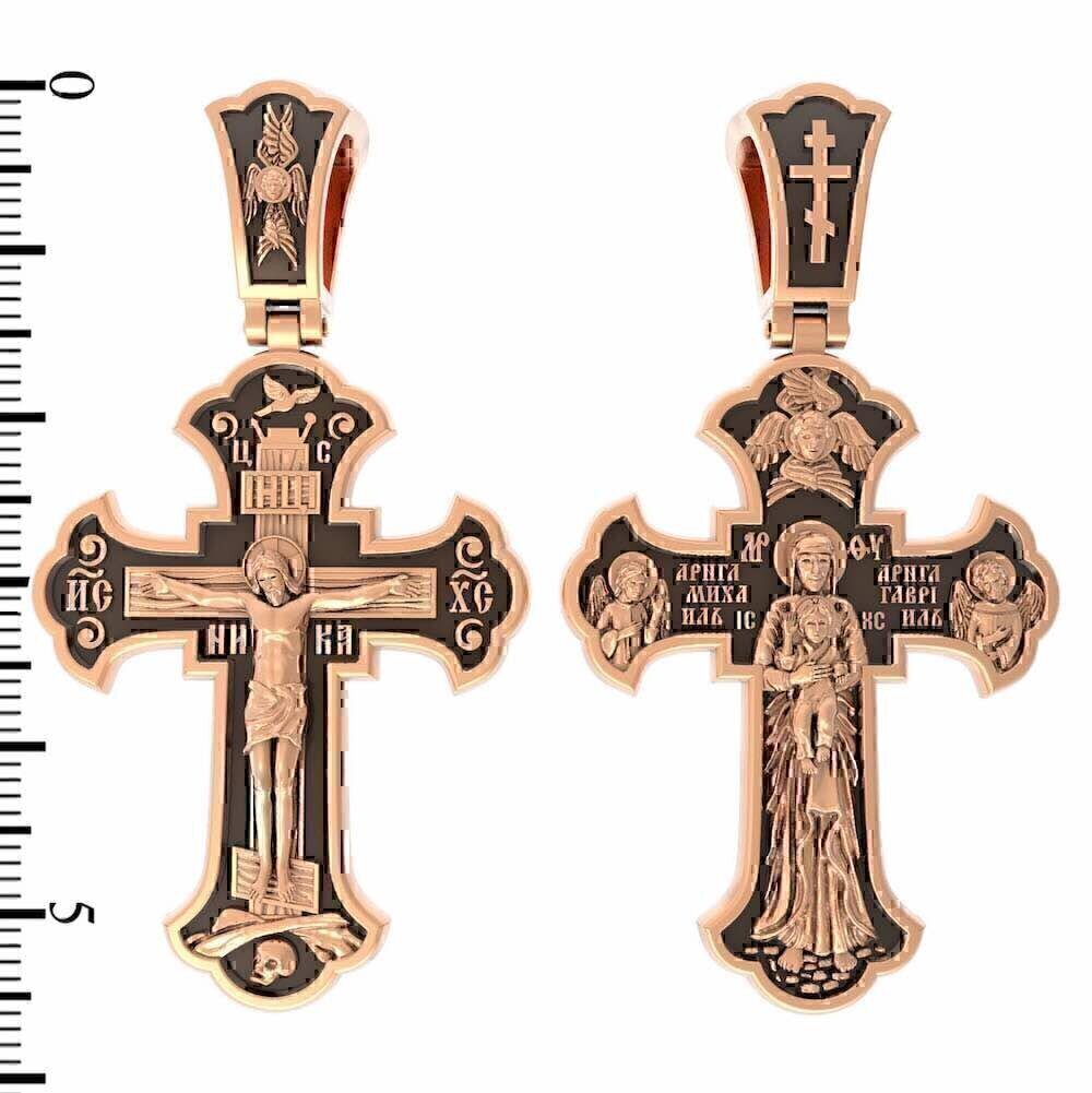 Купить Крест из красного золота "Божия Матерь Валаамская" (2242)