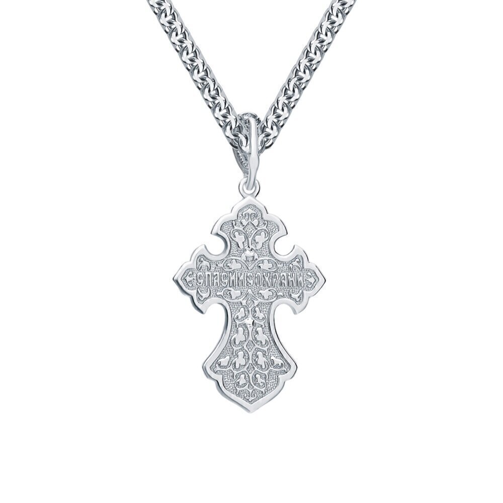 Купить Крест из серебра "Спаси и Сохрани" с фианитами (42574)