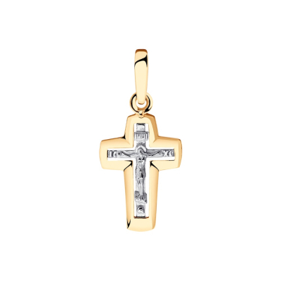 картинка Крест из красного золота "Спаси и Сохрани" (41411) 