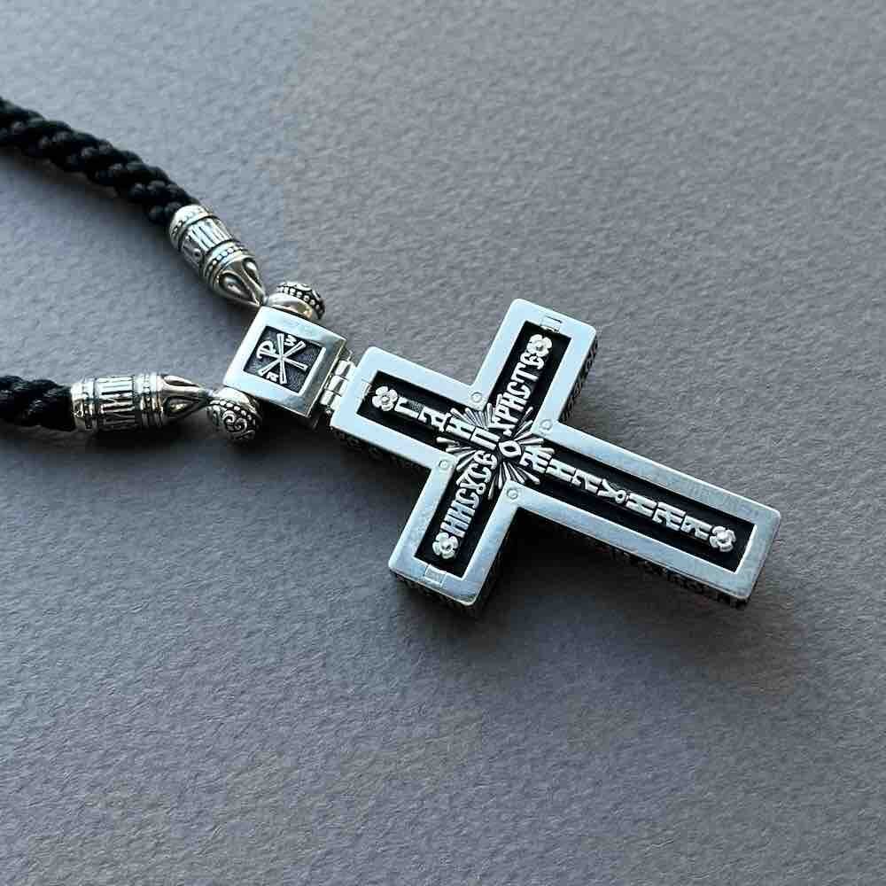 Купить Крест из дерева граб и серебра "Помилуй Мя Грешного" на гайтане (42813)