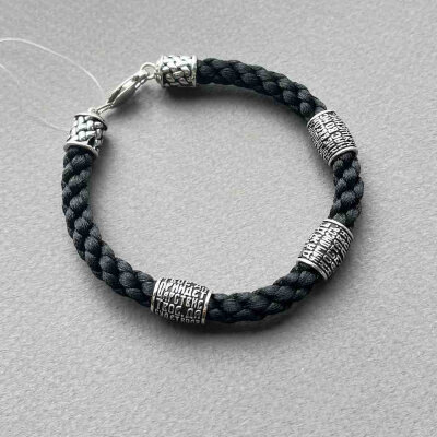 картинка Браслет из шнурка и серебра "Отче Наш" (12290) 