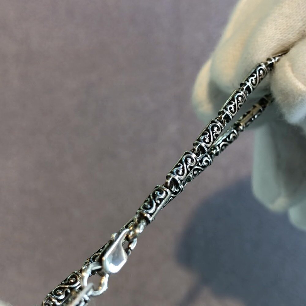 Купить Цепь литая из серебра с узором (92348)