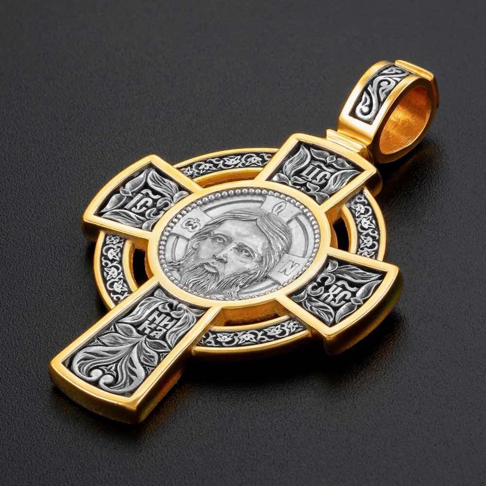 Купить Крест из серебра "Спас Нерукотворный" (42884)