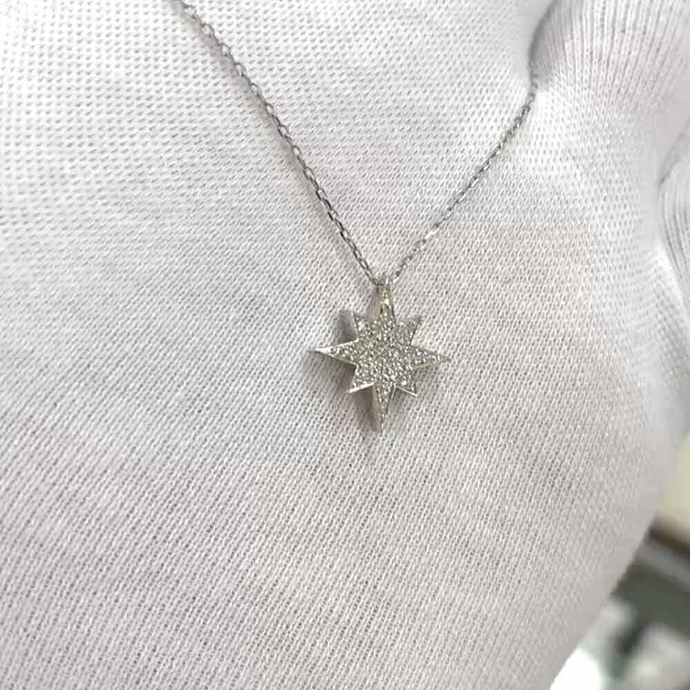 Купить Подвеска из белого золота "Вифлеемская звезда" с бриллиантами на цепочке (51074)