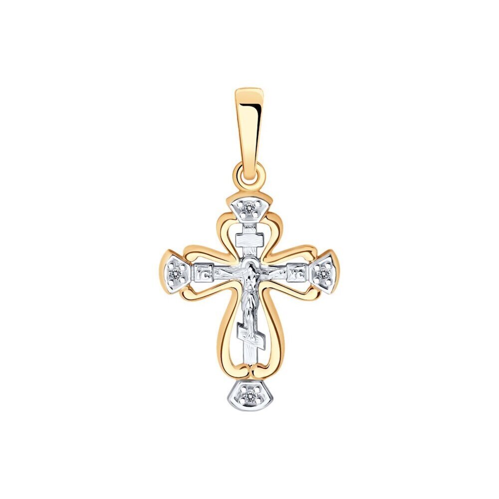 Купить Крест из красного золота "Спаси и Сохрани" с фианитами (41569)