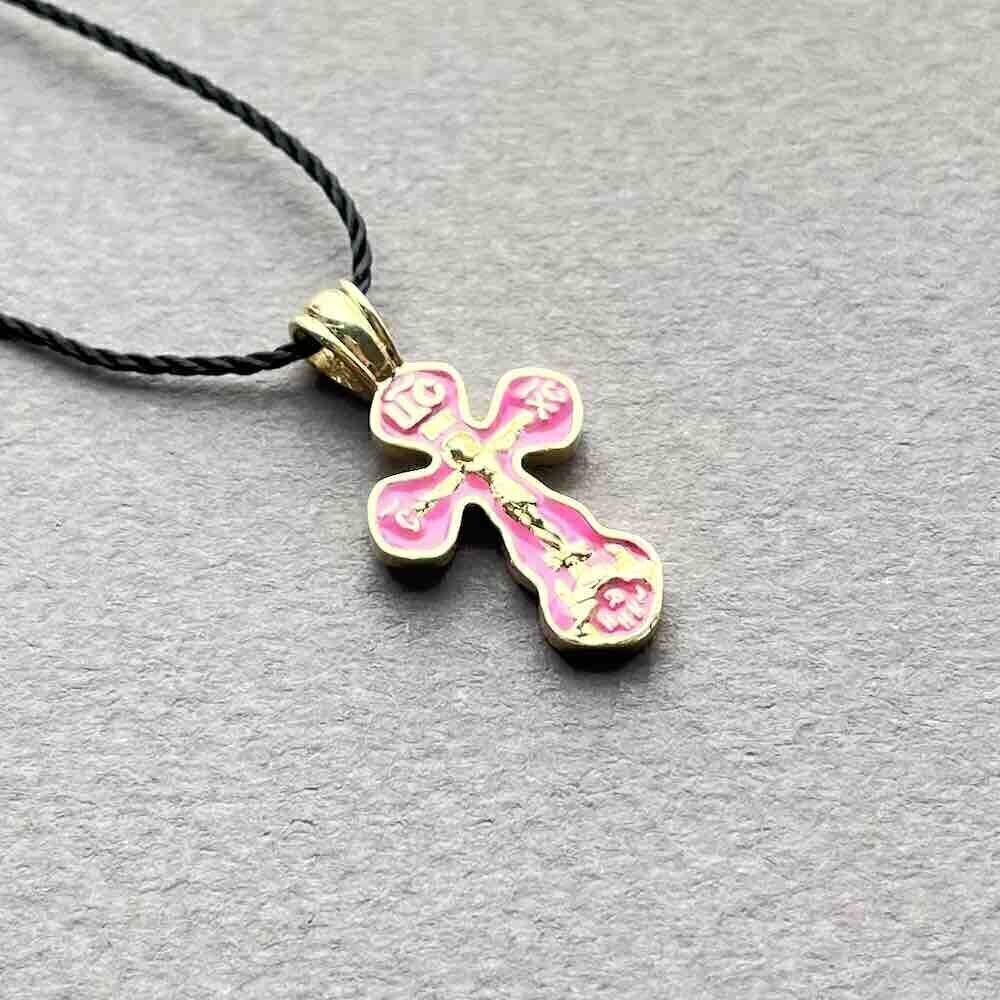 Купить Крест из желтого золота "Спаси и Сохрани" с эмалью (41499)