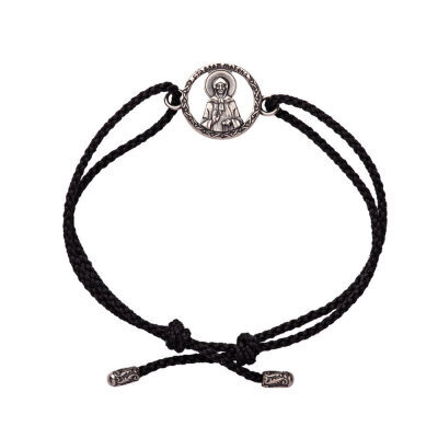 картинка Браслет из шнурка и серебра "Святая Матрона Московская" (12345) 