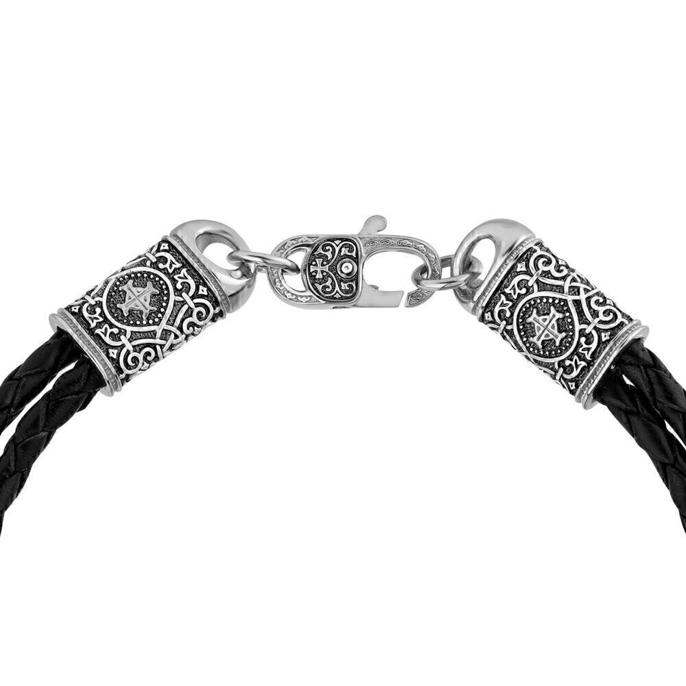 Купить Браслет из кожи и серебра "Ангельская Песнь" (12298)