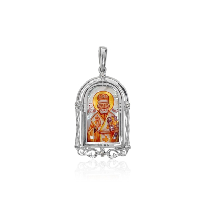 картинка Образ из белого золота "Святой Николай Чудотворец" (51067) 