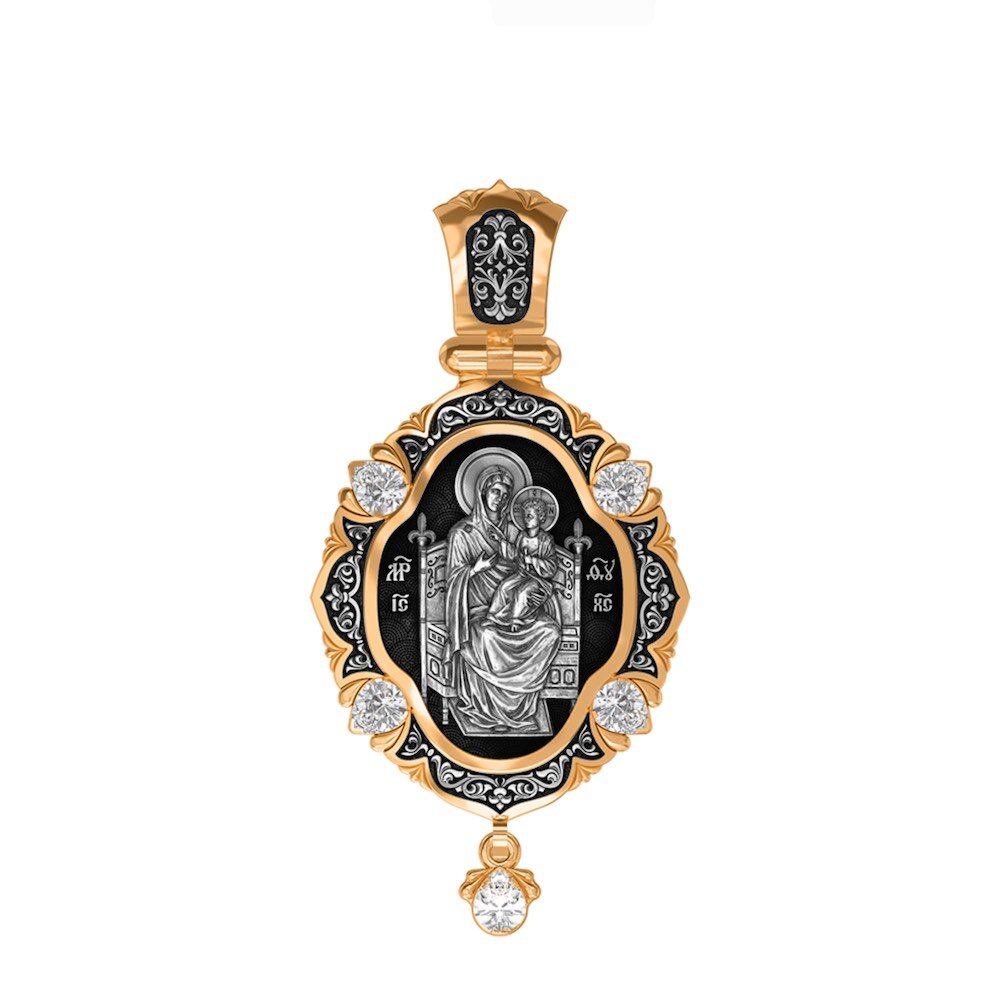 Купить Образ из серебра "Божия Матерь Всецарица" с фианитами (59303)