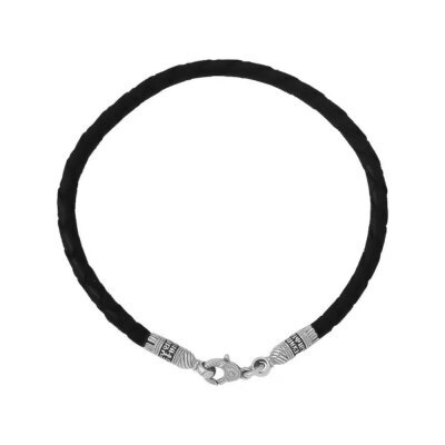 картинка Браслет из кожи и серебра "Помилуй Мя Грешного" (12379) 