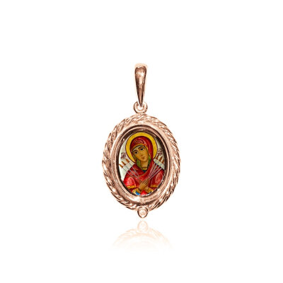 картинка Образ из красного золота "Божия Матерь Семистрельная" (51058) 