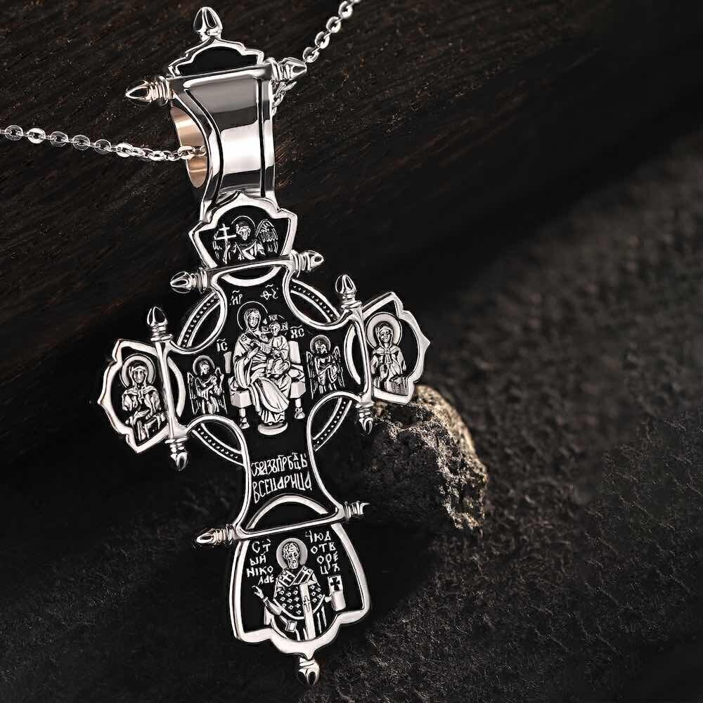 Купить Крест из серебра "Божия Матерь Всецарица" (42665)