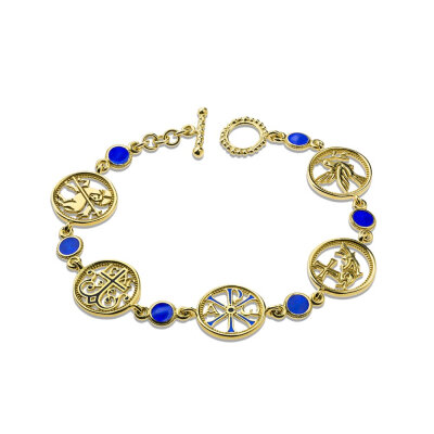 картинка Браслет из серебра "Многочастный" с эмалью (12378) 