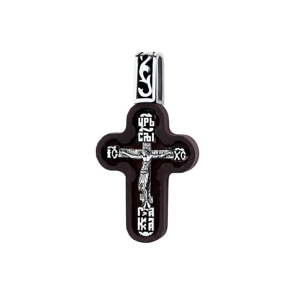 Купить Крест из дерева граб и серебра "Спаси и Сохрани" (42668)