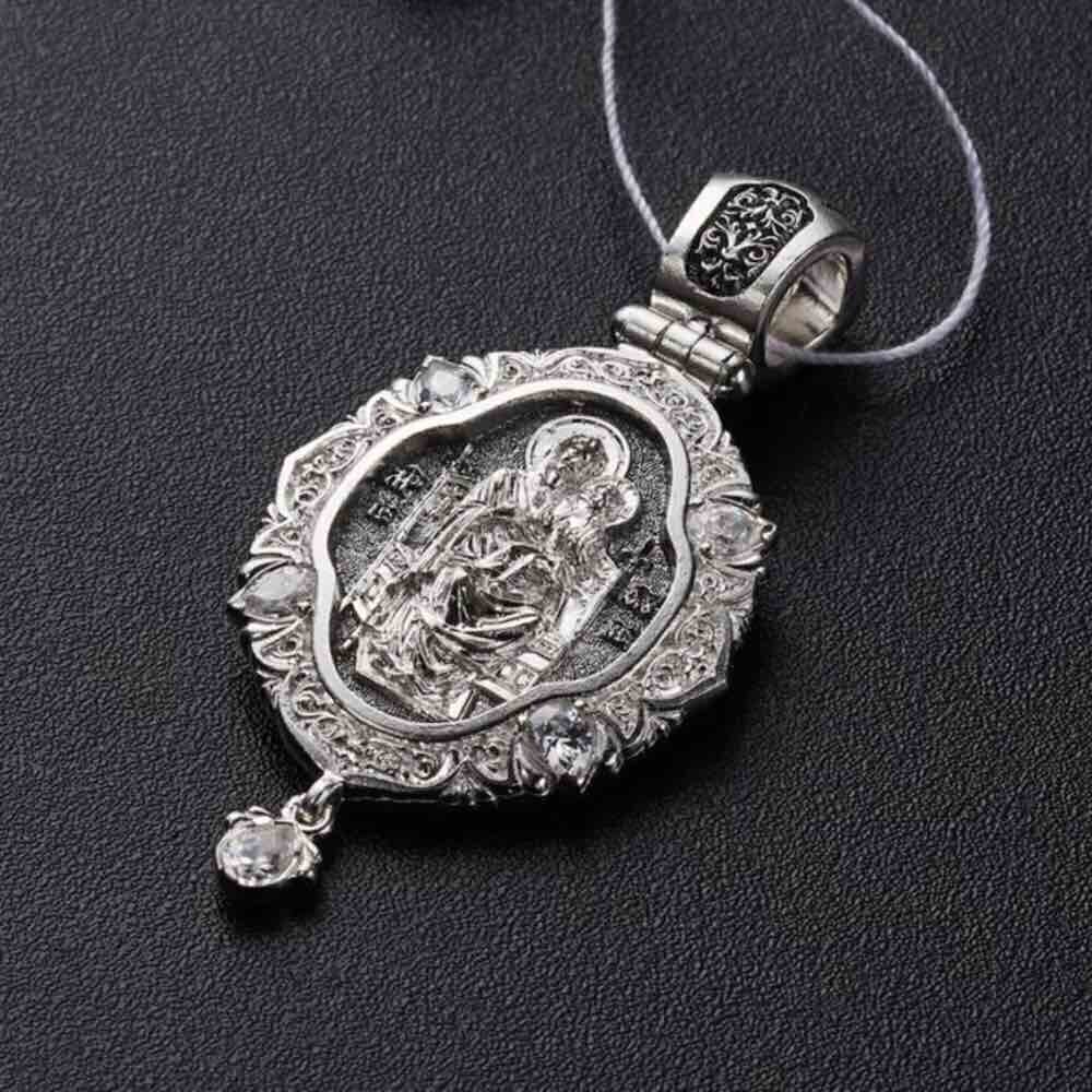 Купить Образ из серебра "Божия Матерь Всецарица" с фианитами (59303)