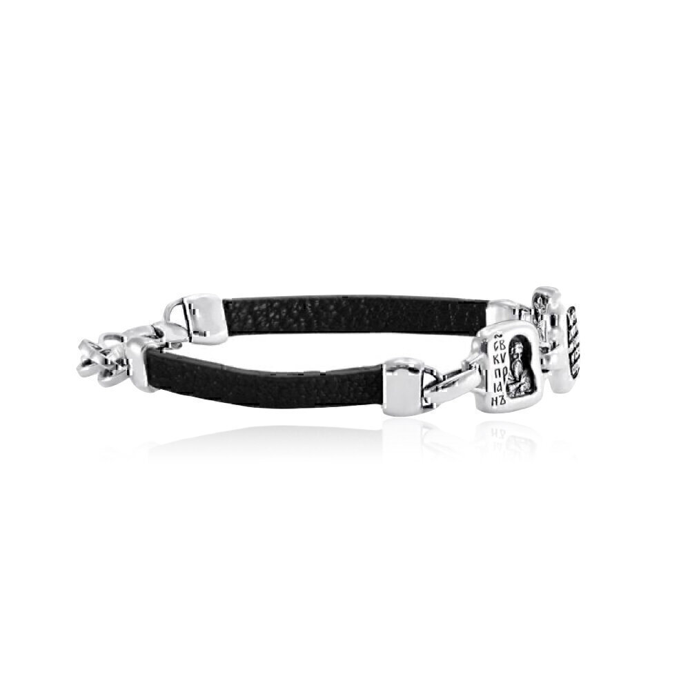 Купить Браслет из кожи и серебра "Святые Киприан и Иустина" (53642)