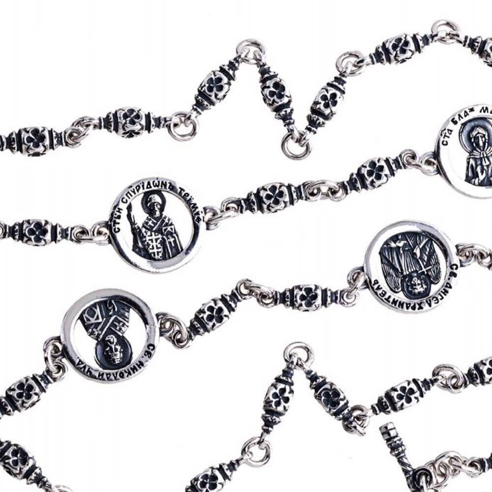 Купить Цепь из серебра "Лики святых" (92477)