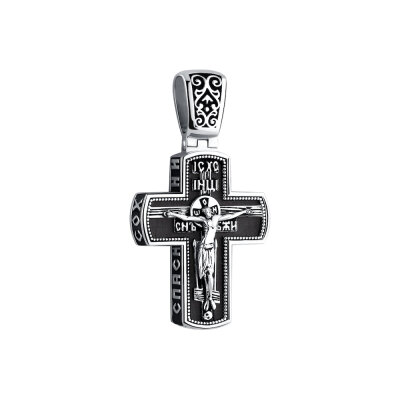 картинка Крест из дерева граб и серебра "Спаси и Сохрани" (42670) 