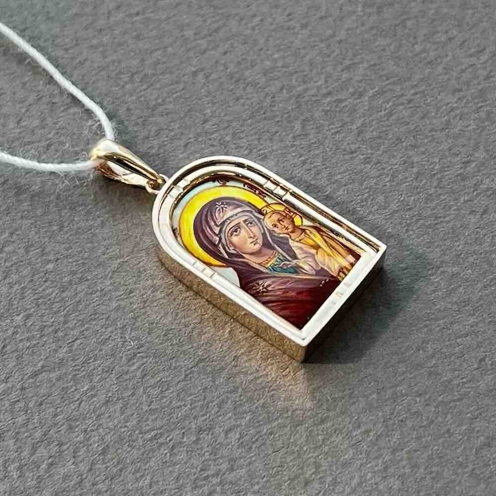 Купить Образ из красного золота "Божия Матерь Казанская" с перламутром (51113)