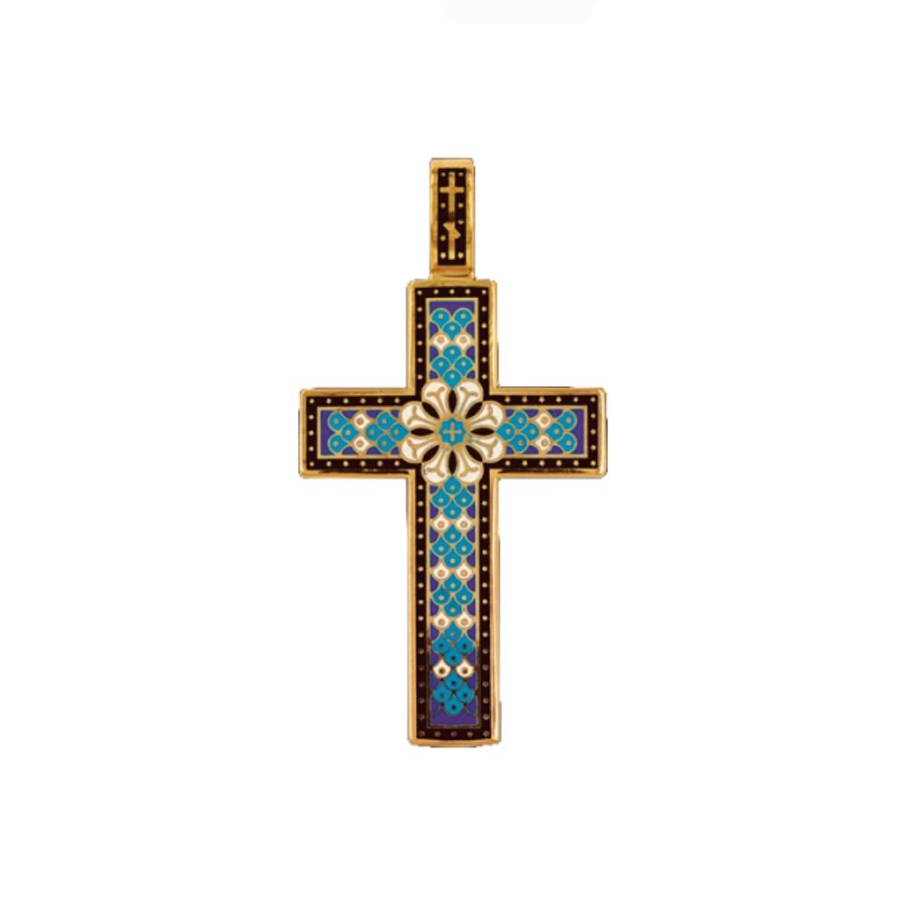 Купить Крест из серебра "Да воскреснет Бог" с эмалью (42849)